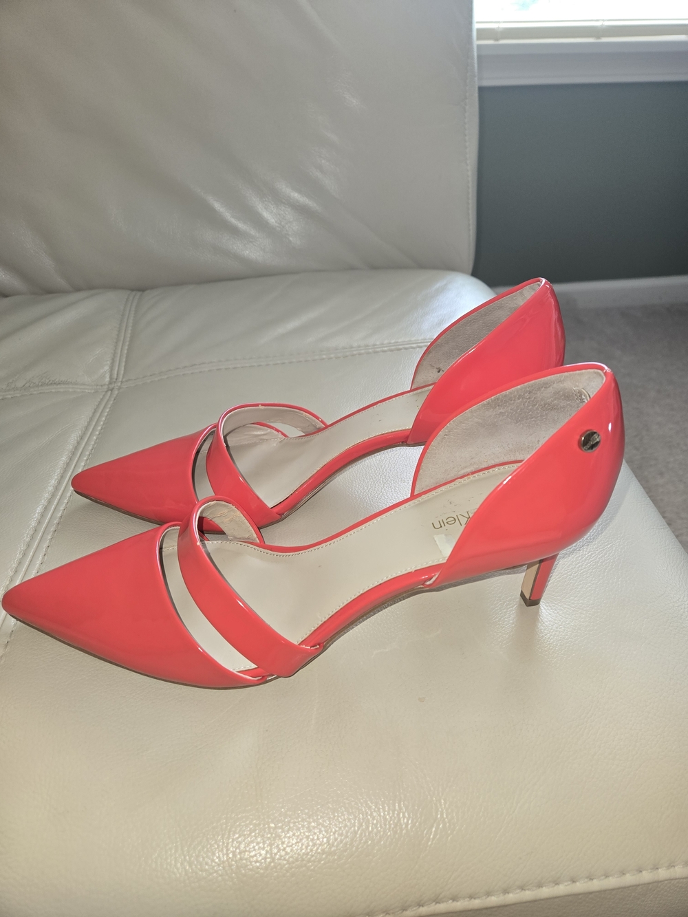 Calvin Klein Coral Patent Pointed D'Orsay Heels